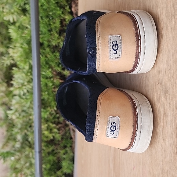 UGG Navy Blue Perforated Suede Adley Slip On Sneakers, Size 7 - Picture 4 of 10